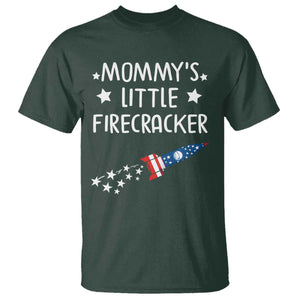 Mommy's Little Firecracker 4th of July T Shirt Patriotic American Flag TS10 Dark Forest Green Print Your Wear