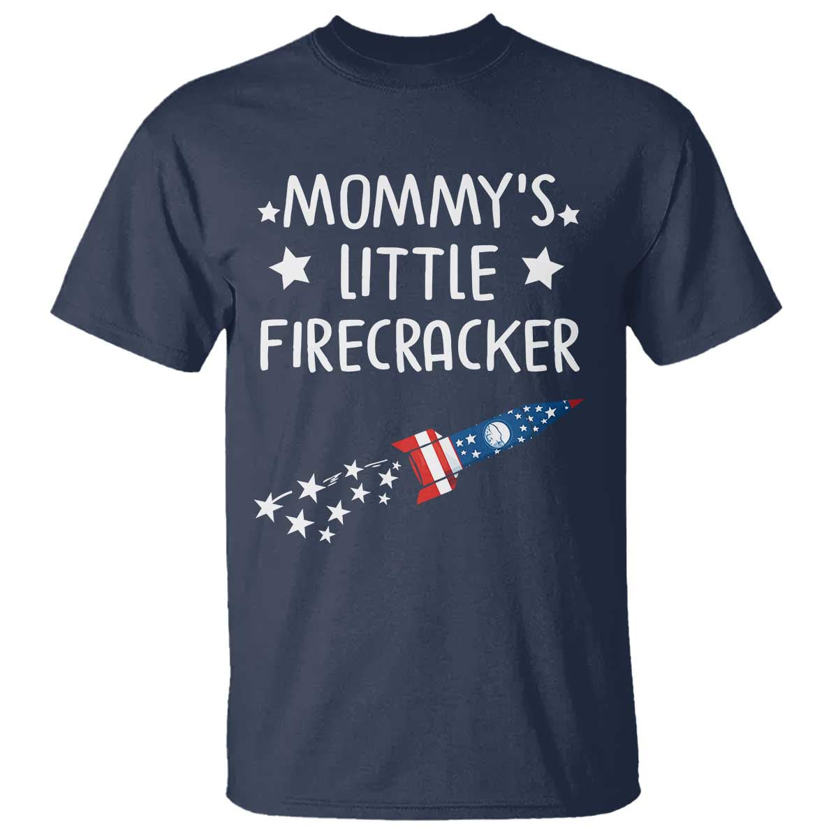 Mommy's Little Firecracker 4th of July T Shirt Patriotic American Flag TS10 Navy Print Your Wear