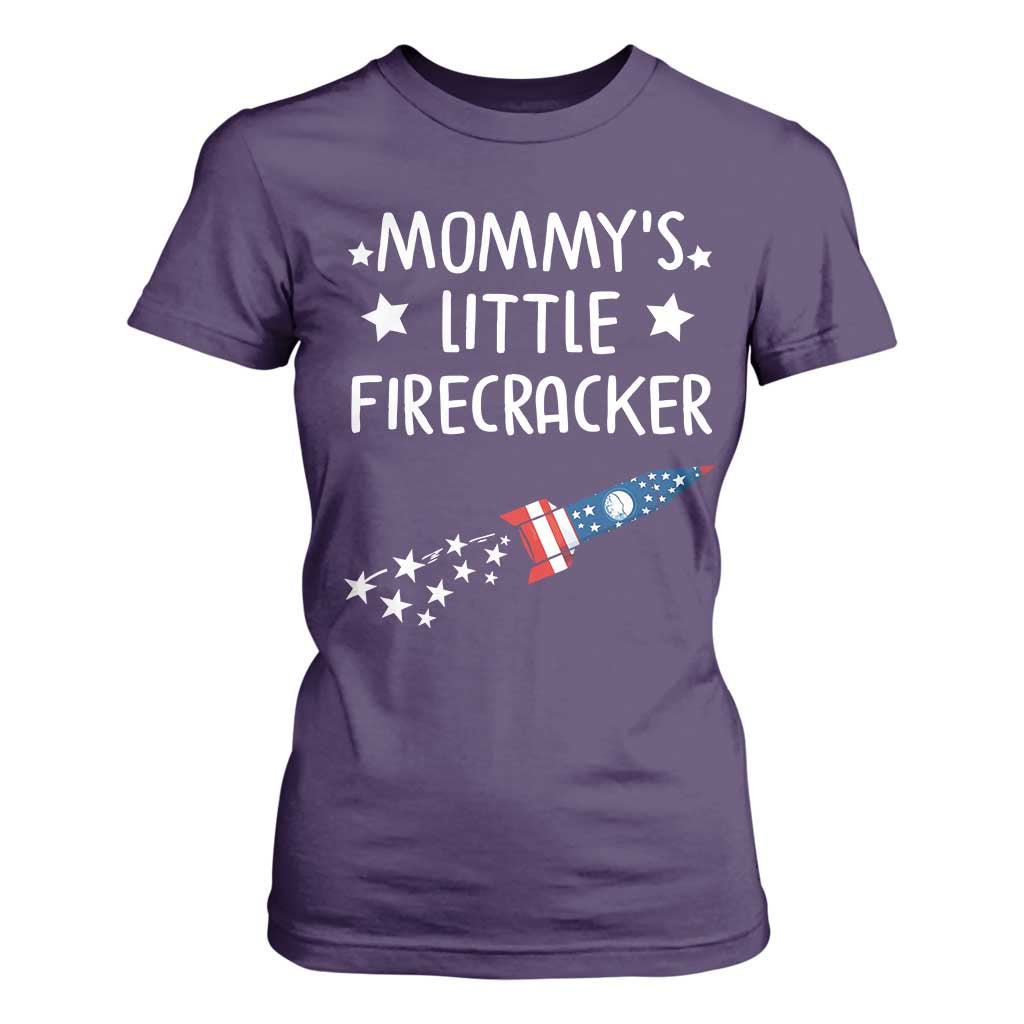 Mommy's Little Firecracker 4th of July T Shirt For Women Patriotic American Flag TS10 Purple Print Your Wear
