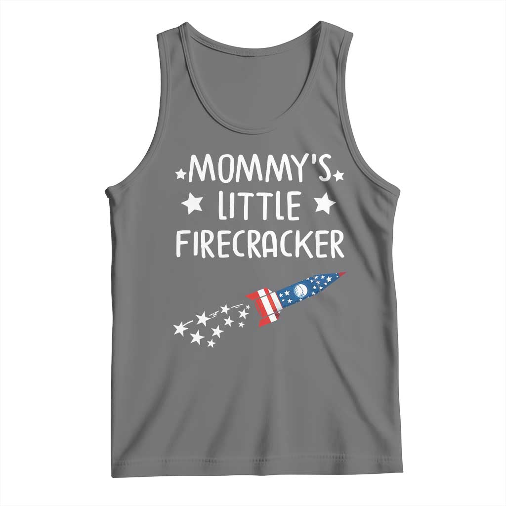 Mommy's Little Firecracker 4th of July Tank Top Patriotic American Flag TS10 Black Heather Print Your Wear