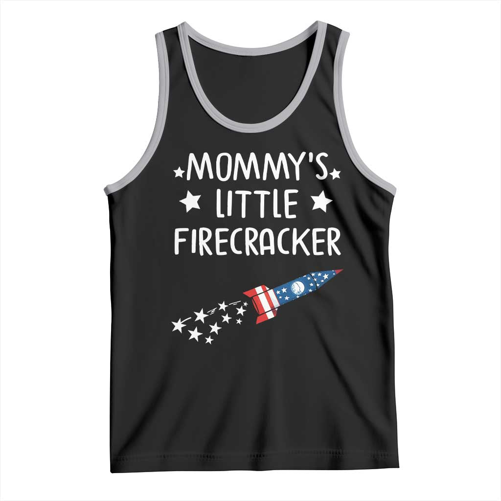 Mommy's Little Firecracker 4th of July Tank Top Patriotic American Flag TS10 Black Athletic Heather Print Your Wear