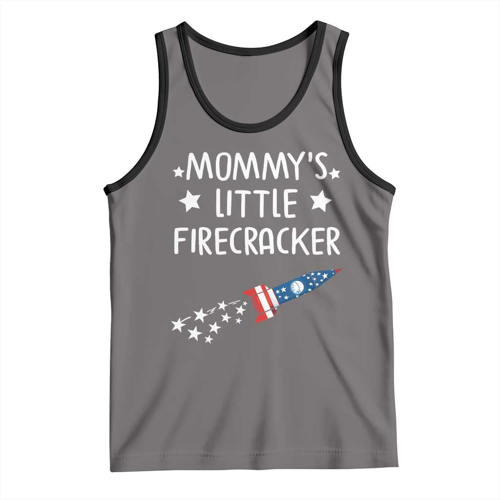 Mommy's Little Firecracker 4th of July Tank Top Patriotic American Flag TS10 Deep Heather Black Print Your Wear