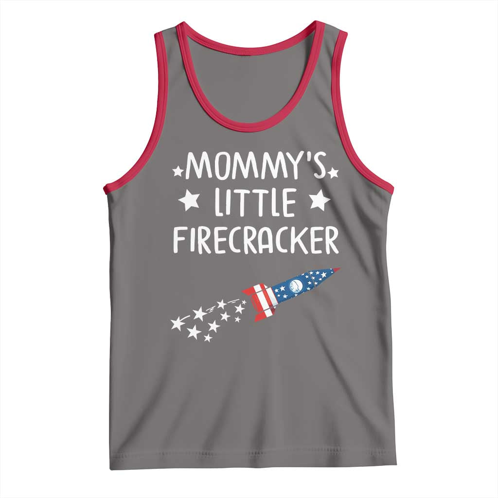 Mommy's Little Firecracker 4th of July Tank Top Patriotic American Flag TS10 Deep Heather Red Print Your Wear