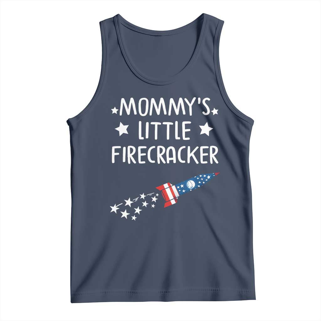 Mommy's Little Firecracker 4th of July Tank Top Patriotic American Flag TS10 Navy Print Your Wear