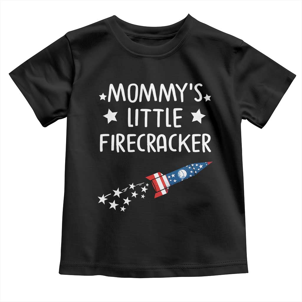 Mommy's Little Firecracker 4th of July Toddler T Shirt Patriotic American Flag TS10 Black Print Your Wear