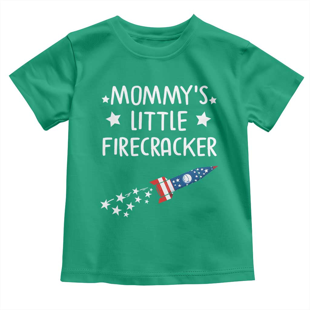 Mommy's Little Firecracker 4th of July Toddler T Shirt Patriotic American Flag TS10 Irish Green Print Your Wear
