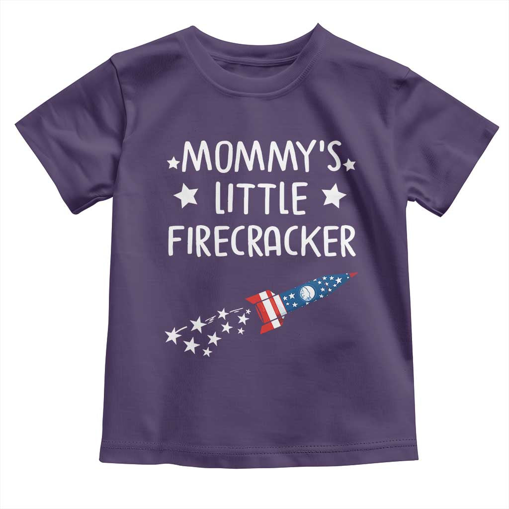Mommy's Little Firecracker 4th of July Toddler T Shirt Patriotic American Flag TS10 Purple Print Your Wear