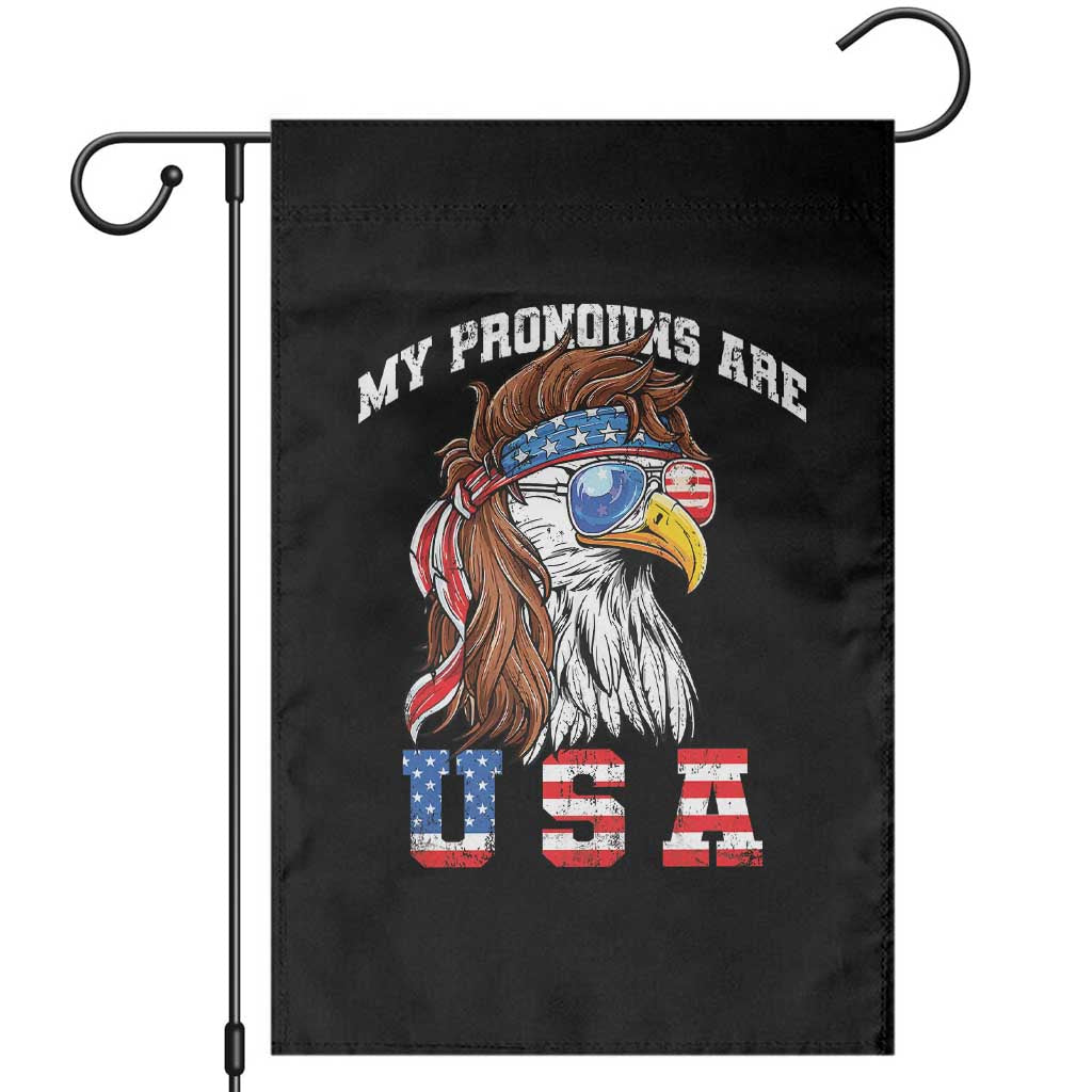 Funny 4th of July Garden Flag My Pronouns Are USA Eagle American TS10 Black Print Your Wear