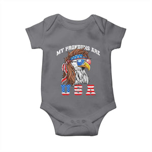 Funny 4th of July Baby Onesie My Pronouns Are USA Eagle American TS10 Charcoal Print Your Wear