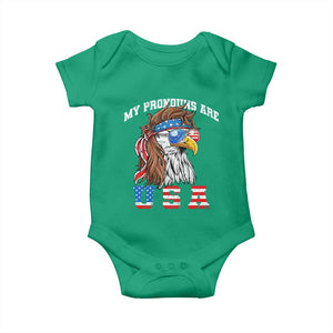 Funny 4th of July Baby Onesie My Pronouns Are USA Eagle American TS10 Irish Green Print Your Wear