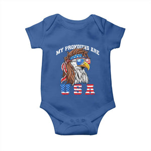 Funny 4th of July Baby Onesie My Pronouns Are USA Eagle American TS10 Royal Blue Print Your Wear