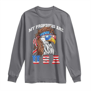 Funny 4th of July Long Sleeve Shirt My Pronouns Are USA Eagle American TS10 Charcoal Print Your Wear