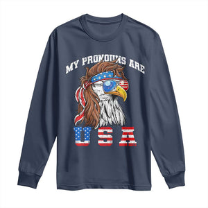 Funny 4th of July Long Sleeve Shirt My Pronouns Are USA Eagle American TS10 Navy Print Your Wear