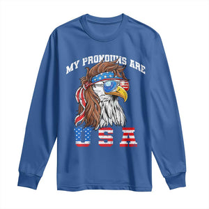 Funny 4th of July Long Sleeve Shirt My Pronouns Are USA Eagle American TS10 Royal Blue Print Your Wear