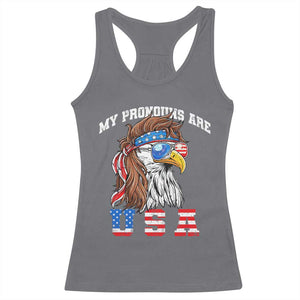 Funny 4th of July Racerback Tank Top My Pronouns Are USA Eagle American TS10 Charcoal Print Your Wear