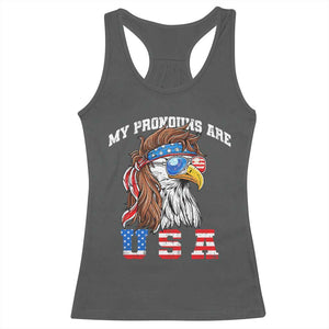 Funny 4th of July Racerback Tank Top My Pronouns Are USA Eagle American TS10 Dark Heather Print Your Wear