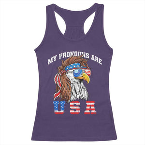 Funny 4th of July Racerback Tank Top My Pronouns Are USA Eagle American TS10 Purple Print Your Wear