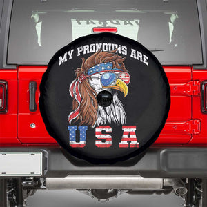 Funny 4th of July Spare Tire Cover My Pronouns Are USA Eagle American TS10 Black Print Your Wear