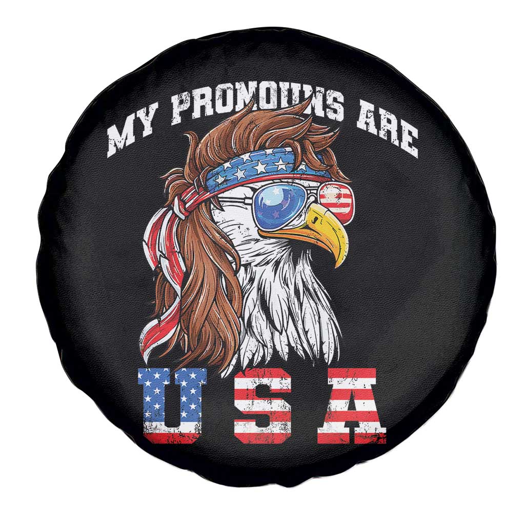 Funny 4th of July Spare Tire Cover My Pronouns Are USA Eagle American TS10 Print Your Wear