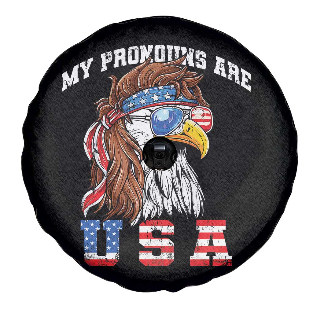 Funny 4th of July Spare Tire Cover My Pronouns Are USA Eagle American TS10 Print Your Wear