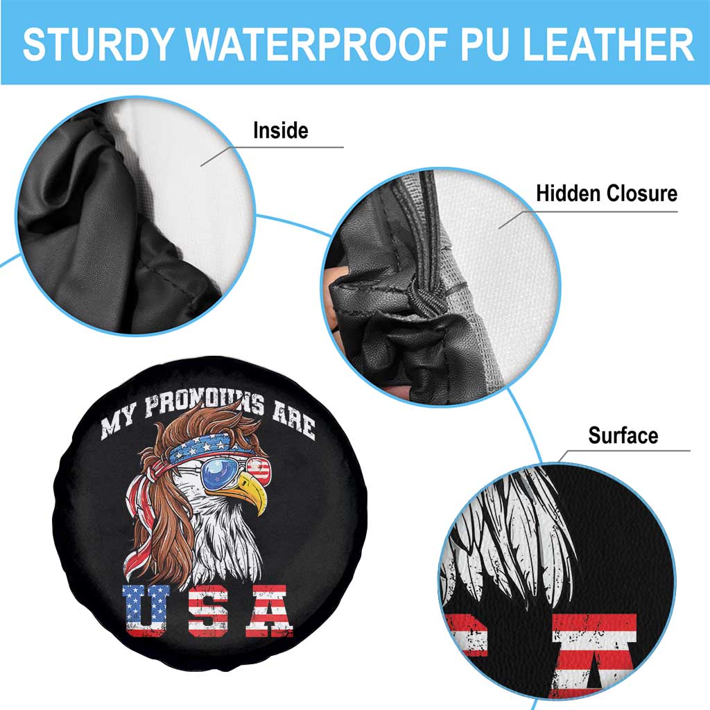Funny 4th of July Spare Tire Cover My Pronouns Are USA Eagle American TS10 Print Your Wear