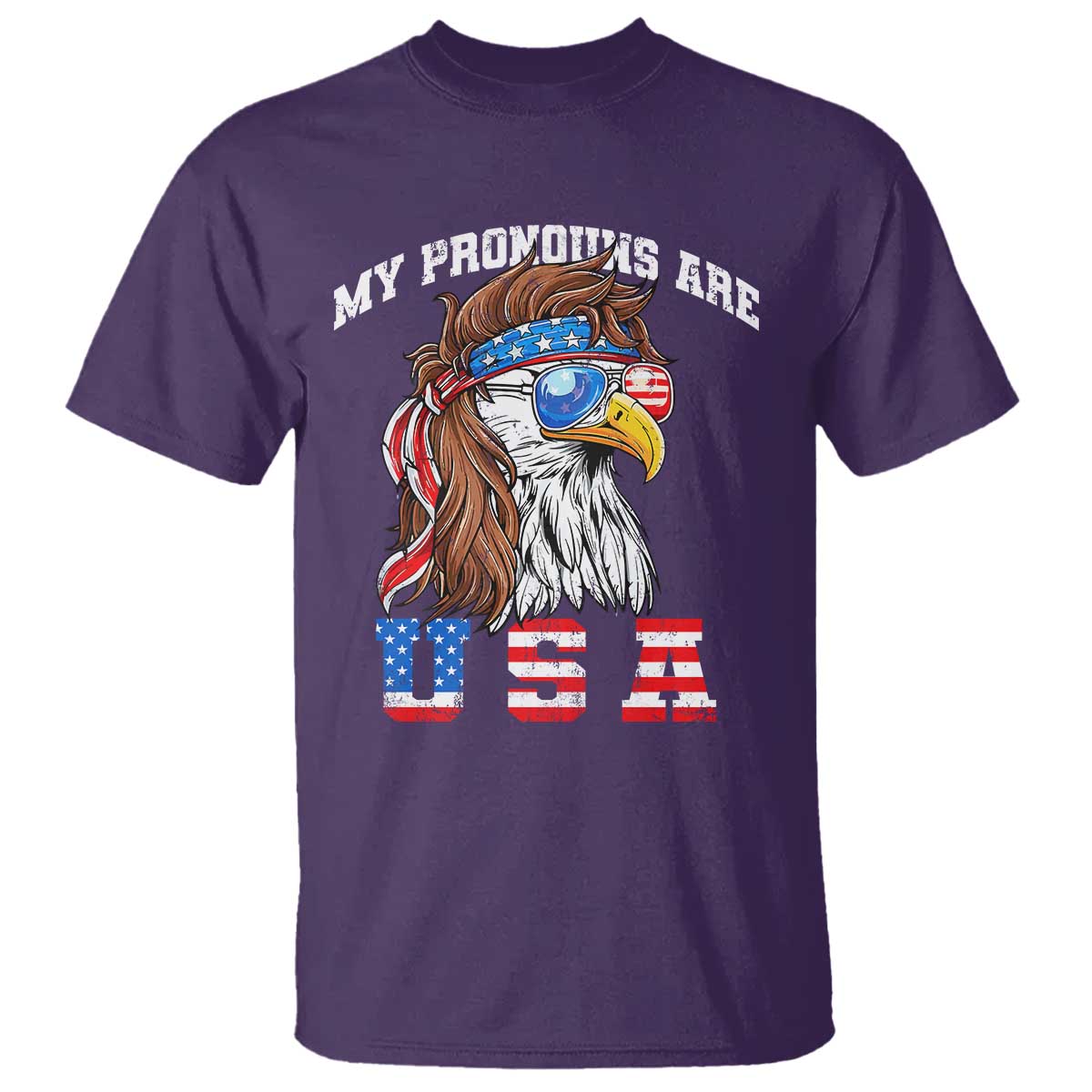Funny 4th of July T Shirt My Pronouns Are USA Eagle American TS10 Purple Print Your Wear