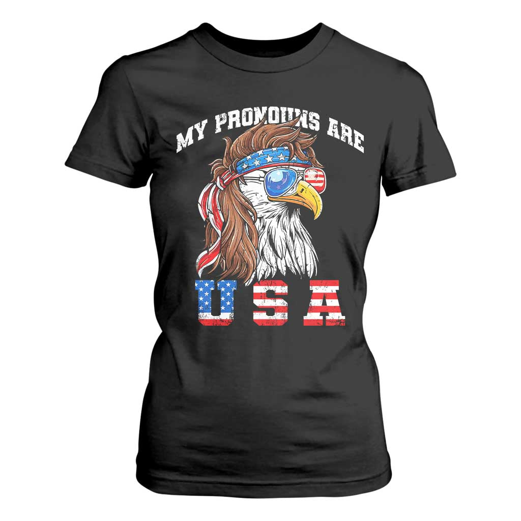 Funny 4th of July T Shirt For Women My Pronouns Are USA Eagle American TS10 Black Print Your Wear