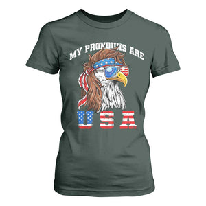 Funny 4th of July T Shirt For Women My Pronouns Are USA Eagle American TS10 Dark Forest Green Print Your Wear