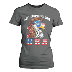 Funny 4th of July T Shirt For Women My Pronouns Are USA Eagle American TS10 Dark Heather Print Your Wear