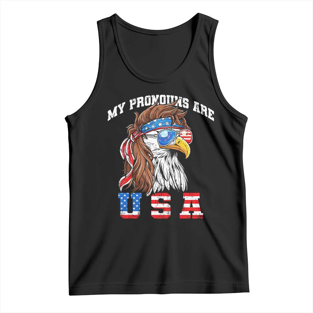 Funny 4th of July Tank Top My Pronouns Are USA Eagle American TS10 Black Print Your Wear
