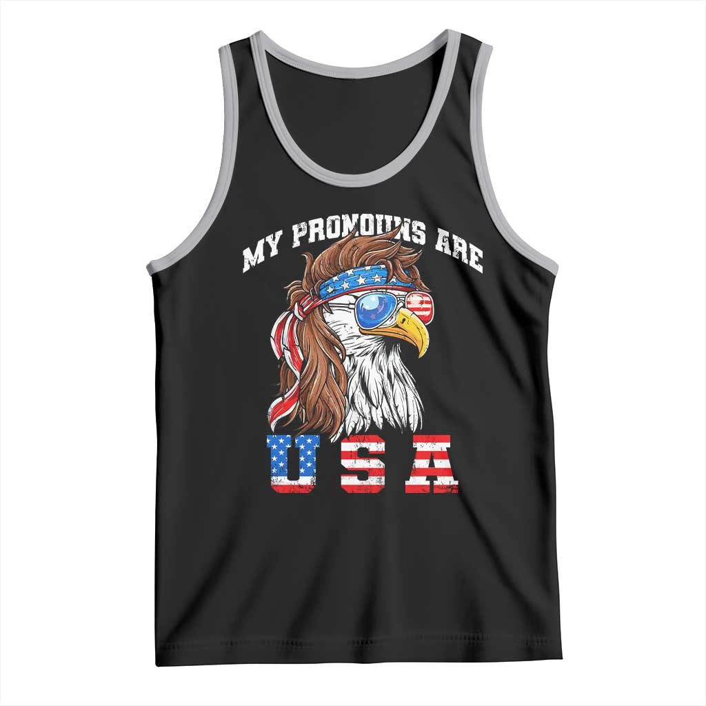 Funny 4th of July Tank Top My Pronouns Are USA Eagle American TS10 Black Athletic Heather Print Your Wear