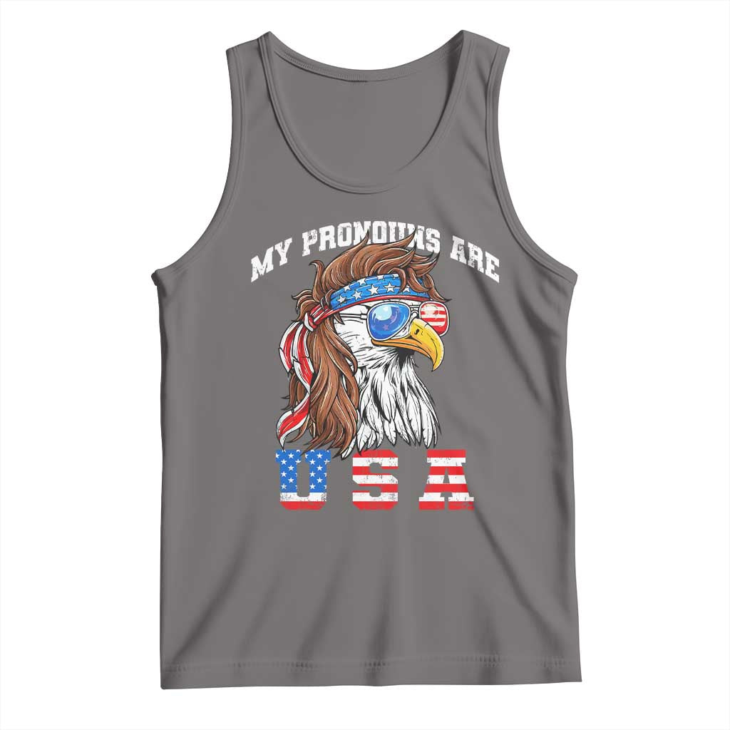 Funny 4th of July Tank Top My Pronouns Are USA Eagle American TS10 Deep Heather Print Your Wear