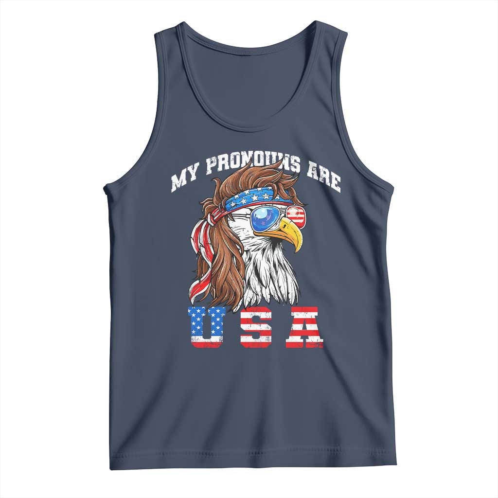 Funny 4th of July Tank Top My Pronouns Are USA Eagle American TS10 Navy Print Your Wear