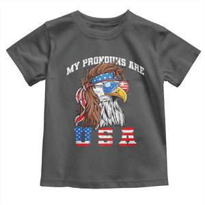 Funny 4th of July Toddler T Shirt My Pronouns Are USA Eagle American TS10 Dark Heather Print Your Wear