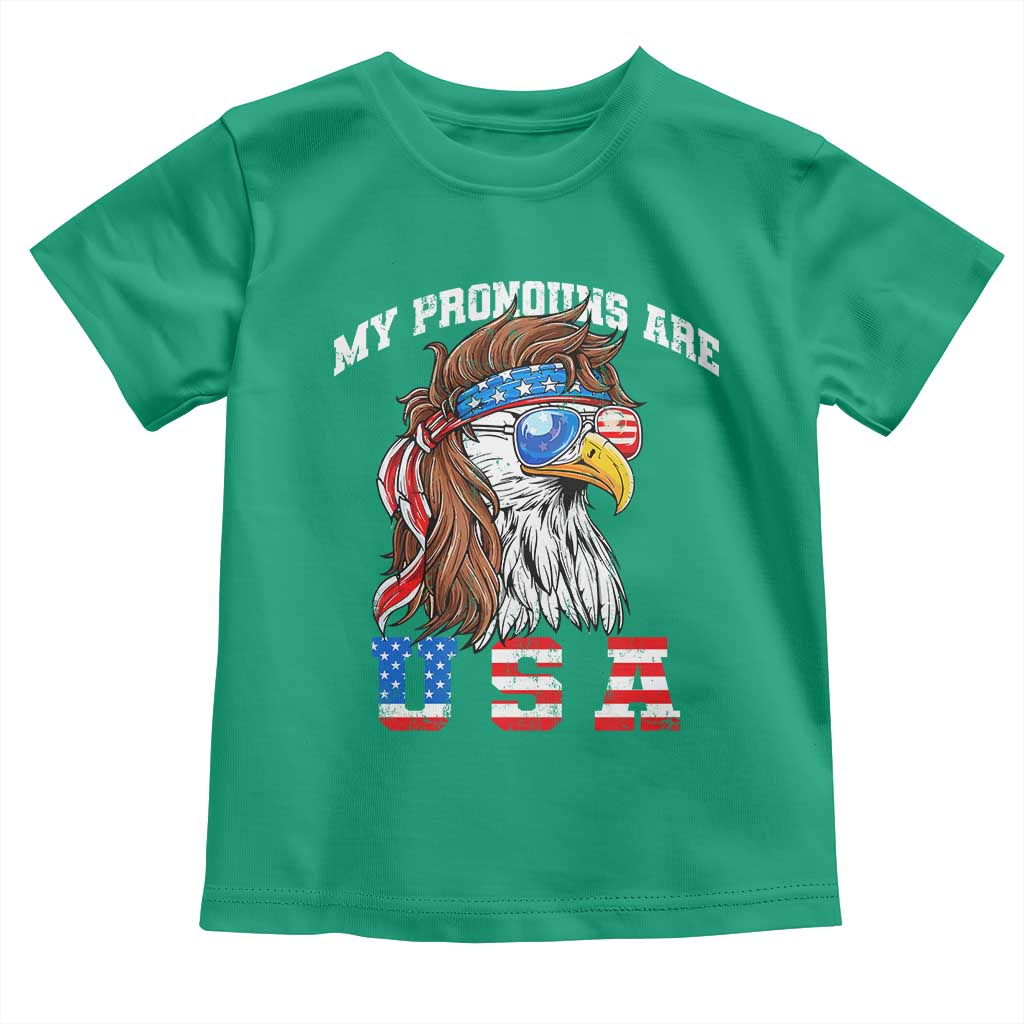 Funny 4th of July Toddler T Shirt My Pronouns Are USA Eagle American TS10 Irish Green Print Your Wear