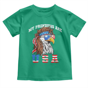 Funny 4th of July Toddler T Shirt My Pronouns Are USA Eagle American TS10 Irish Green Print Your Wear