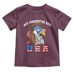 Funny 4th of July Toddler T Shirt My Pronouns Are USA Eagle American TS10 Maroon Print Your Wear