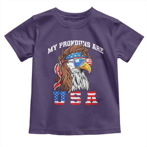 Funny 4th of July Toddler T Shirt My Pronouns Are USA Eagle American TS10 Purple Print Your Wear