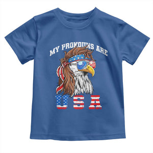 Funny 4th of July Toddler T Shirt My Pronouns Are USA Eagle American TS10 Royal Blue Print Your Wear