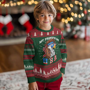 Funny 4th of July Knit Sweatshirt My Pronouns Are USA Eagle American TS10 Christmas Print Your Wear
