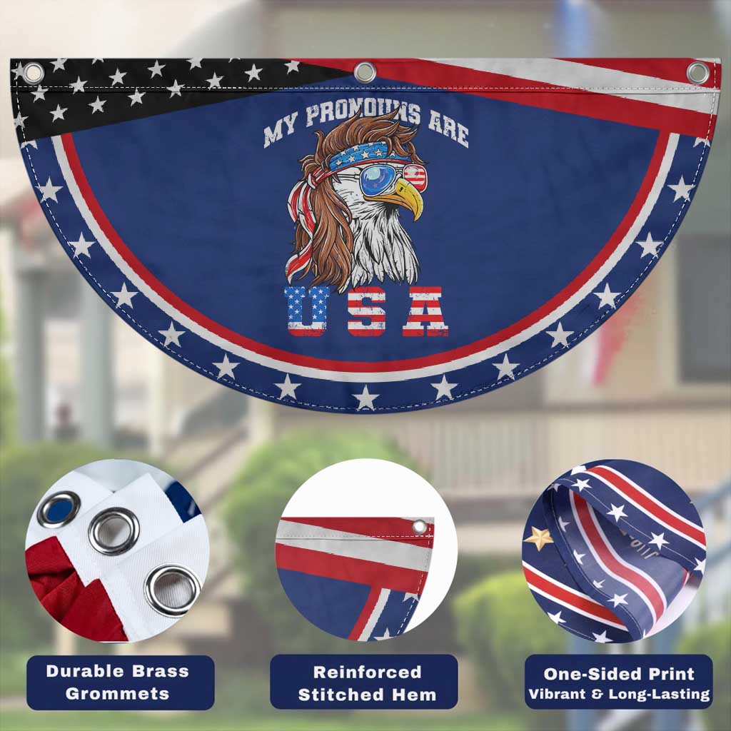 Funny 4th of July Patriotic Fan Flag My Pronouns Are USA Eagle American