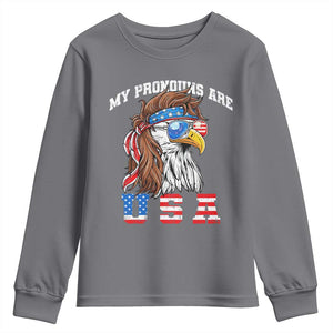 Funny 4th of July Youth Sweatshirt My Pronouns Are USA Eagle American TS10 Charcoal Print Your Wear