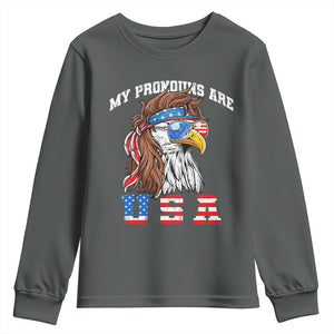 Funny 4th of July Youth Sweatshirt My Pronouns Are USA Eagle American TS10 Dark Heather Print Your Wear