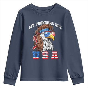 Funny 4th of July Youth Sweatshirt My Pronouns Are USA Eagle American TS10 Navy Print Your Wear