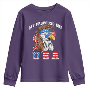 Funny 4th of July Youth Sweatshirt My Pronouns Are USA Eagle American TS10 Purple Print Your Wear