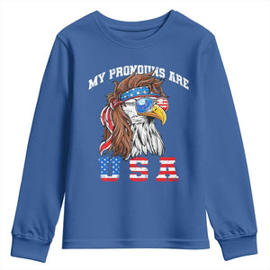 Funny 4th of July Youth Sweatshirt My Pronouns Are USA Eagle American TS10 Royal Blue Print Your Wear