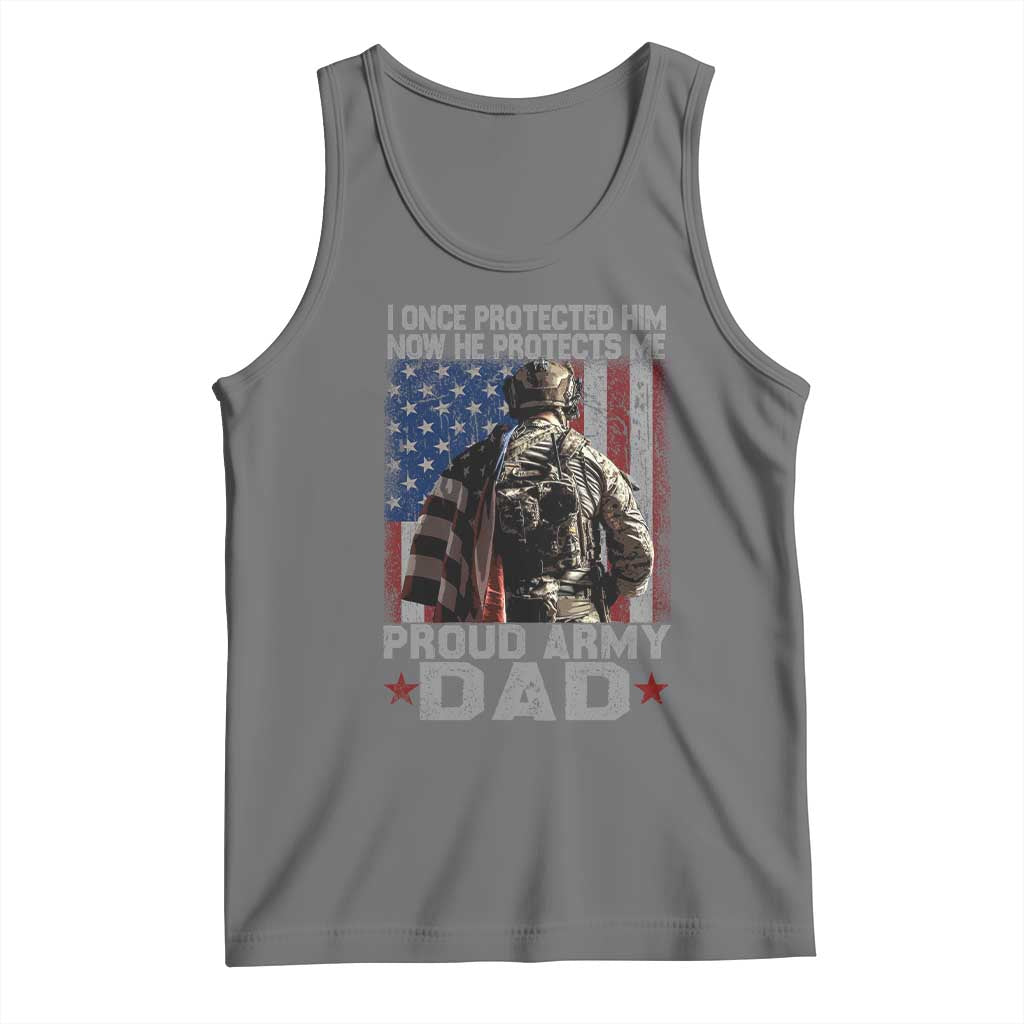 Proud Army Dad Tank Top I Once Protected Him Now He Protects Me TS10 Black Heather Print Your Wear