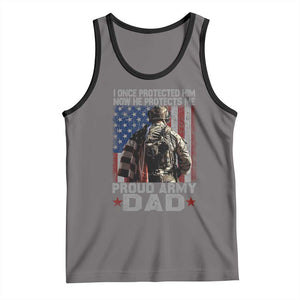 Proud Army Dad Tank Top I Once Protected Him Now He Protects Me TS10 Deep Heather Black Print Your Wear