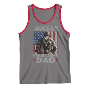 Proud Army Dad Tank Top I Once Protected Him Now He Protects Me TS10 Deep Heather Red Print Your Wear