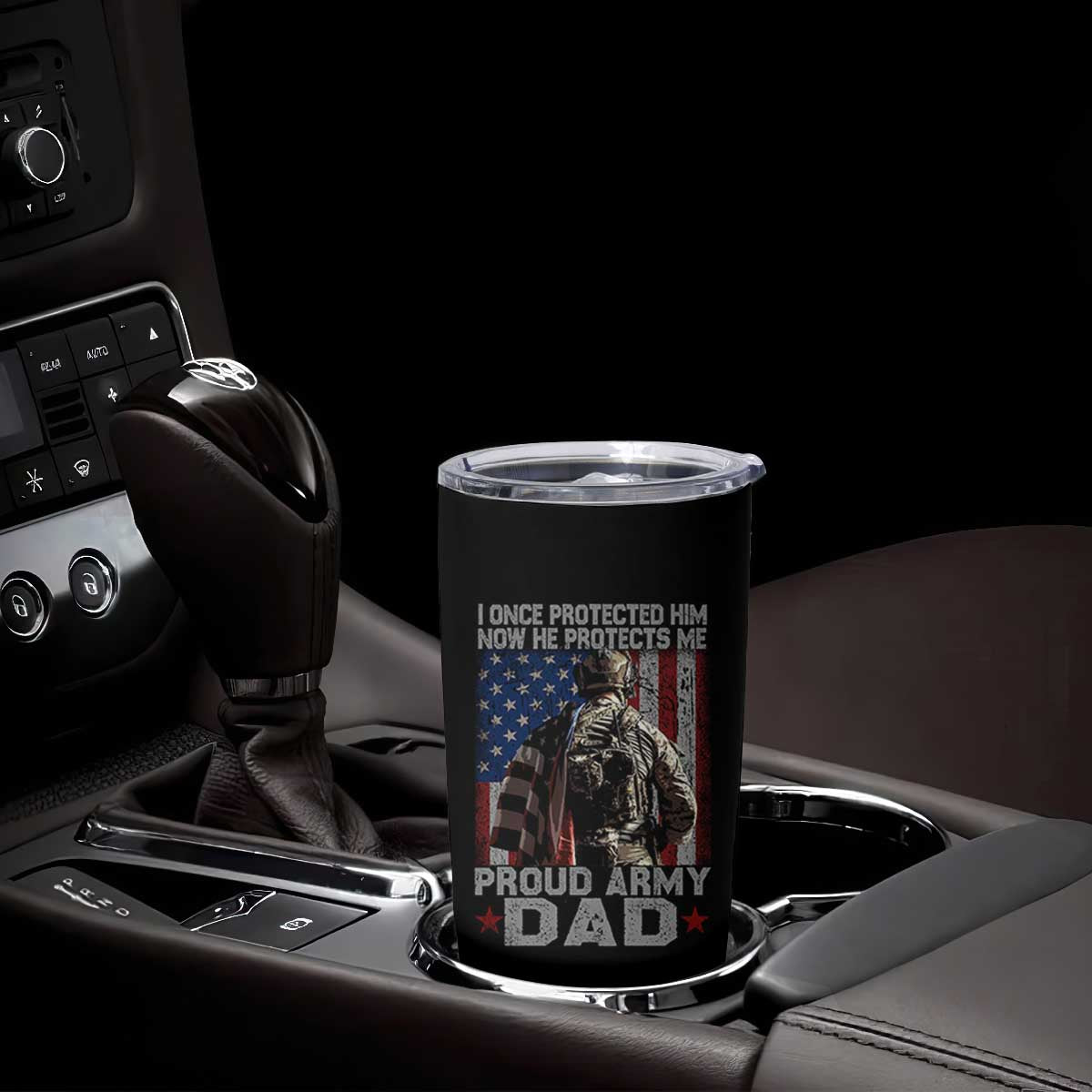 Proud Army Dad Tumbler Cup I Once Protected Him Now He Protects Me TS10 Print Your Wear